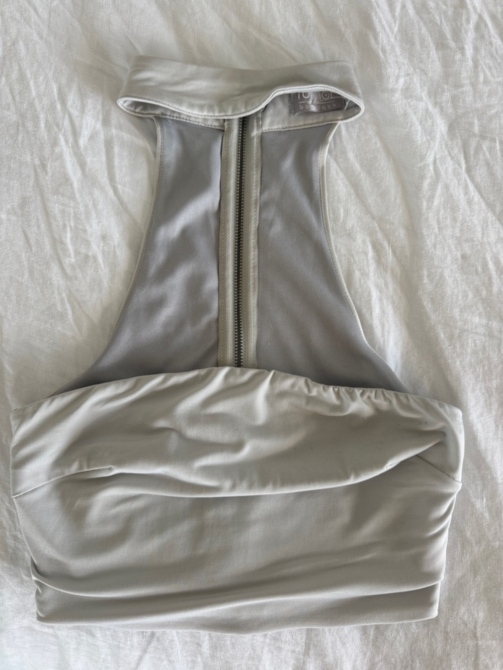 Light Gray Zipper Halter Crop Top small (from LF  brand: rumor boutique)